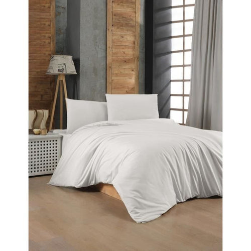 Completo letto - 1 copripiumino 220 x 240 cm + 2 federe 60 x 60 cm - 100% cotone rinforzato - Bianco