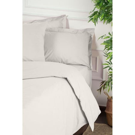 Completo letto - 1 copripiumino 220 x 240 cm + 2 federe 60 x 60 cm - 100% cotone rinforzato - Bianco