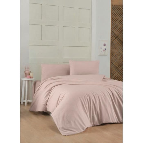 Completo letto - 1 copripiumino 220 x 240 cm + 2 federe 60 x 60 cm - 100% cotone rinforzato - Marrone