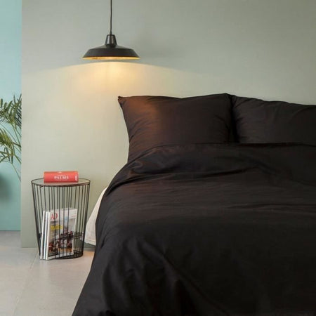 Completo letto - 1 copripiumino 220 x 240 cm + 2 federe 60 x 60 cm - 100% cotone rinforzato - Nero