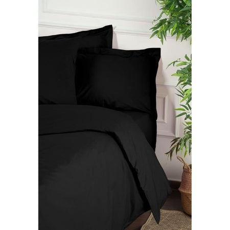 Completo letto - 1 copripiumino 220 x 240 cm + 2 federe 60 x 60 cm - 100% cotone rinforzato - Nero