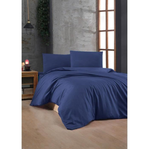 Completo letto - 1 copripiumino 220 x 240 cm + 2 federe 60 x 60 cm - 100% cotone rinforzato - Blu