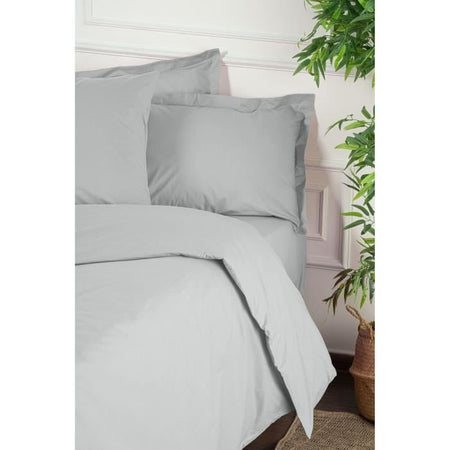 Completo letto - 1 copripiumino 220 x 240 cm + 2 federe 60 x 60 cm - 100% cotone rinforzato - Grigio
