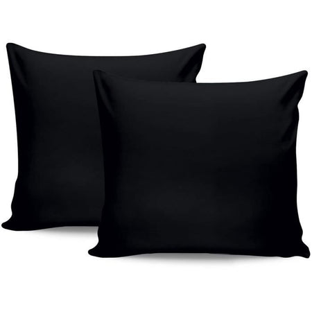 Completo letto - 1 copripiumino 220 x 240 cm + 2 federe 60 x 60 cm - 100% raso di cotone - Nero