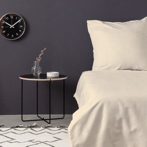 Completo letto - 1 copripiumino 220 x 240 cm + 2 federe 60 x 60 cm - 100% raso di cotone - Crema