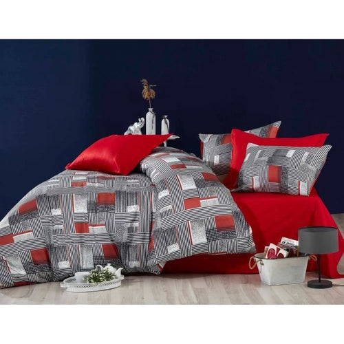 Completo letto - 1 copripiumino 220 x 240 cm + 2 federe 60 x 60 cm - 100% poliestere microsatin - Grigio