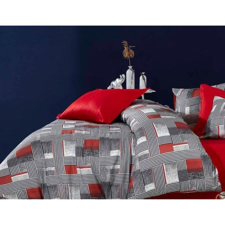 Completo letto - 1 copripiumino 220 x 240 cm + 2 federe 60 x 60 cm - 100% poliestere microsatin - Grigio