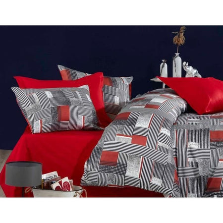 Completo letto - 1 copripiumino 220 x 240 cm + 2 federe 60 x 60 cm - 100% poliestere microsatin - Grigio