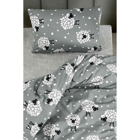 Completo letto - 1 copripiumino 220 x 240 cm + 2 federe 60 x 60 cm - 65% cotone, 35% poliestere - Grigio