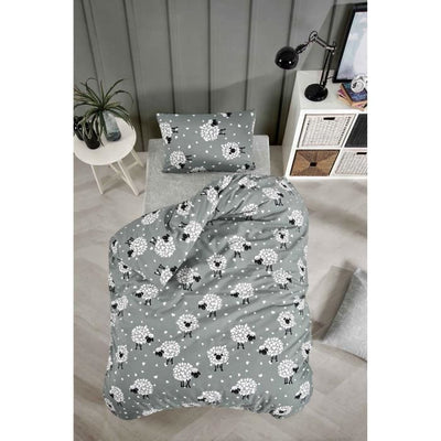 Completo letto - 1 copripiumino 220 x 240 cm + 2 federe 60 x 60 cm - 65% cotone, 35% poliestere - Grigio