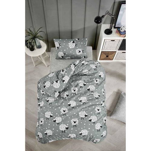 Completo letto - 1 copripiumino 220 x 240 cm + 2 federe 60 x 60 cm - 65% cotone, 35% poliestere - Grigio