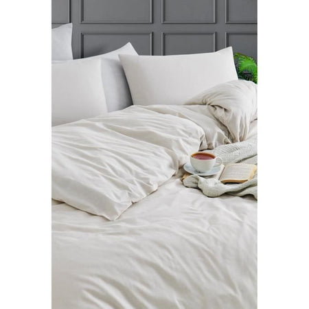 Completo letto - 1 copripiumino 220 x 240 cm + 2 federe 60 x 60 cm - 70% cotone, 30% poliestere - Beige
