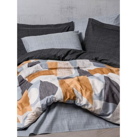 Completo letto - 1 copripiumino 220 x 240 cm + 2 federe 60 x 60 cm - 100% cotone - Grigio