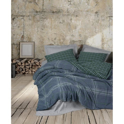 Completo letto - 1 copripiumino 220 x 240 cm + 2 federe 60 x 60 cm - 50% cotone, 50% poliestere - Blu