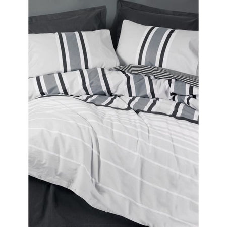 Completo letto - 1 copripiumino 220 x 240 cm + 2 federe 60 x 60 cm - 100% cotone - Antracite