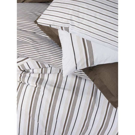 Completo letto - 1 copripiumino 220 x 240 cm + 2 federe 60 x 60 cm - 100% cotone - Marrone