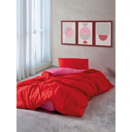 Completo letto - 1 copripiumino 220 x 240 cm + 2 federe 60 x 60 cm - 100% cotone - Rosso