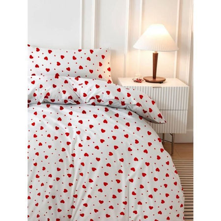 Completo letto - 1 copripiumino 220 x 240 cm + 2 federe 60 x 60 cm - 50% cotone, 50% poliestere - Rosso