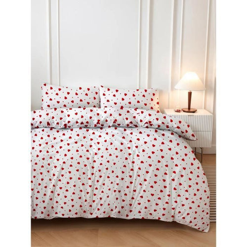 Completo letto - 1 copripiumino 220 x 240 cm + 2 federe 60 x 60 cm - 50% cotone, 50% poliestere - Rosso