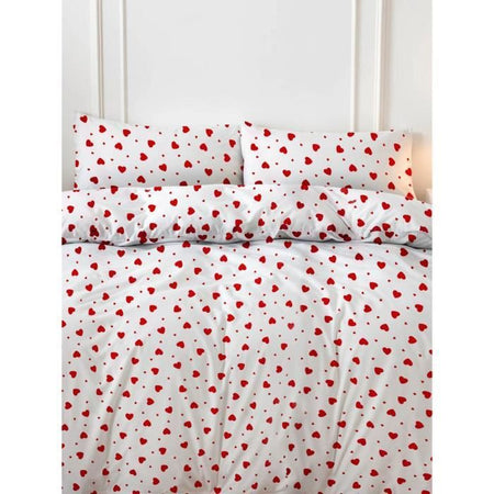 Completo letto - 1 copripiumino 220 x 240 cm + 2 federe 60 x 60 cm - 50% cotone, 50% poliestere - Rosso