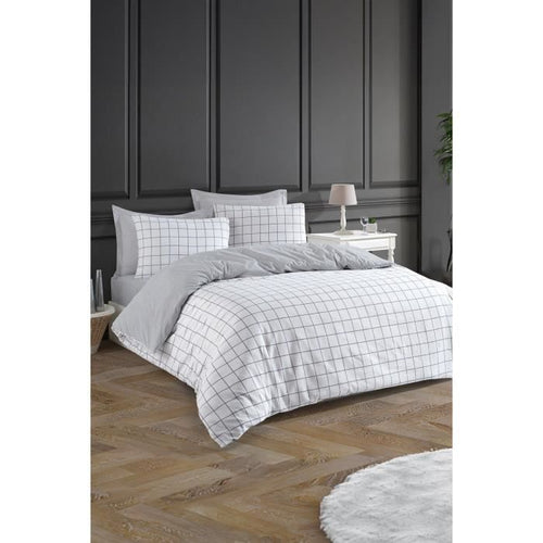 Completo letto - 1 copripiumino 220 x 240 cm + 2 federe 60 x 60 cm - 65% cotone, 35% poliestere - Grigio