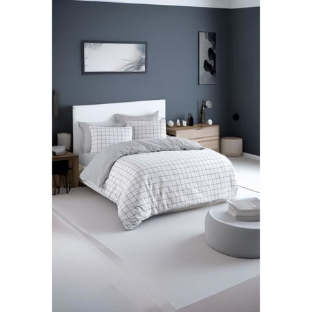Completo letto - 1 copripiumino 220 x 240 cm + 2 federe 60 x 60 cm - 65% cotone, 35% poliestere - Grigio