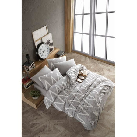 Completo letto - 1 copripiumino 220 x 240 cm + 2 federe 60 x 60 cm - 65% cotone, 35% poliestere - Grigio