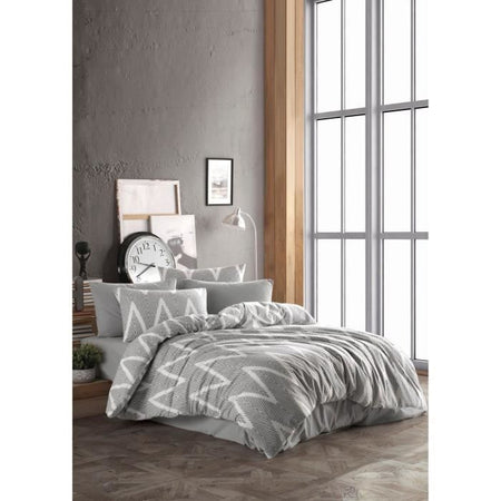 Completo letto - 1 copripiumino 220 x 240 cm + 2 federe 60 x 60 cm - 65% cotone, 35% poliestere - Grigio