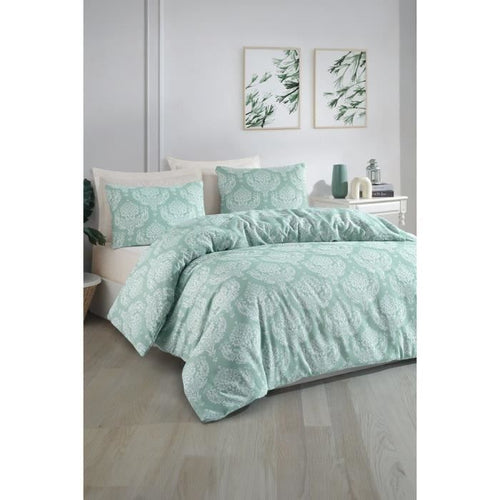Completo letto - 1 copripiumino 220 x 240 cm + 2 federe 60 x 60 cm - 65% cotone, 35% poliestere - Verde