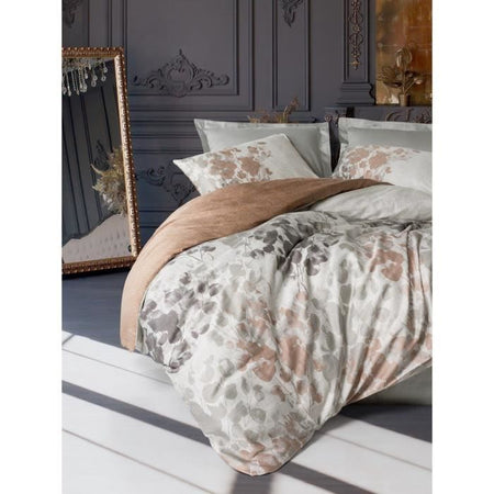 Completo letto - 1 copripiumino 220 x 240 cm + 2 federe 60 x 60 cm - 100% raso di cotone - Grigio