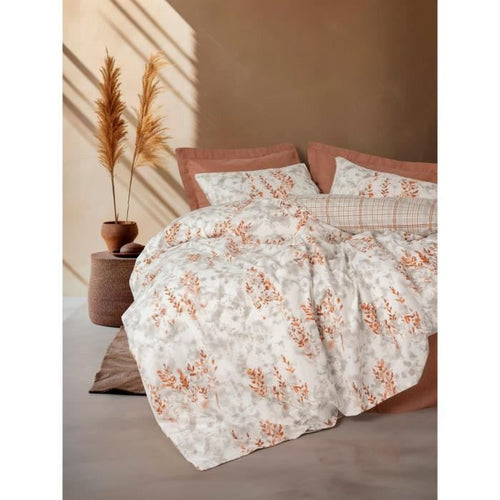Completo letto - 1 copripiumino 220 x 240 cm + 2 federe 60 x 60 cm - 100% cotone - Cannella