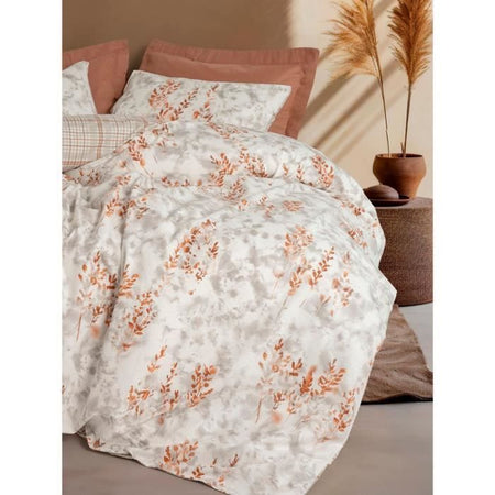 Completo letto - 1 copripiumino 220 x 240 cm + 2 federe 60 x 60 cm - 100% cotone - Cannella