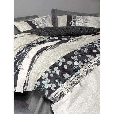 Completo letto - 1 copripiumino 220 x 240 cm + 2 federe 60 x 60 cm - 100% cotone - Antracite