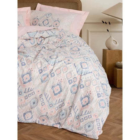 Completo letto - 1 copripiumino 220 x 240 cm + 2 federe 60 x 60 cm - 100% cotone - Salmone