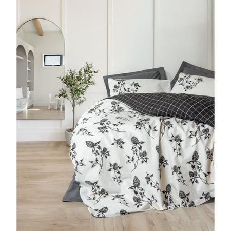 Completo letto - 1 copripiumino 220 x 240 cm + 2 federe 60 x 60 cm - 100% cotone - Antracite