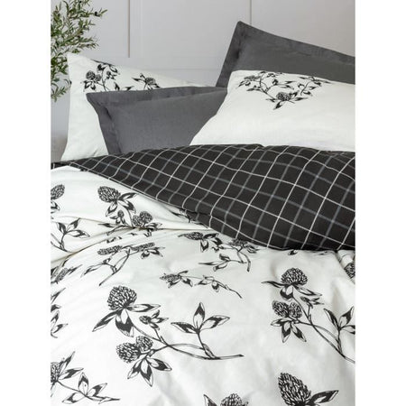 Completo letto - 1 copripiumino 220 x 240 cm + 2 federe 60 x 60 cm - 100% cotone - Antracite