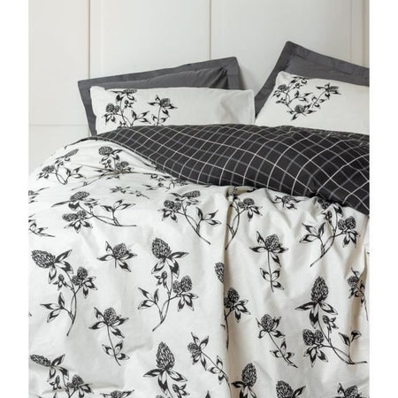 Completo letto - 1 copripiumino 220 x 240 cm + 2 federe 60 x 60 cm - 100% cotone - Antracite