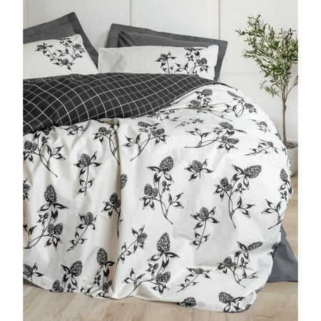 Completo letto - 1 copripiumino 220 x 240 cm + 2 federe 60 x 60 cm - 100% cotone - Antracite