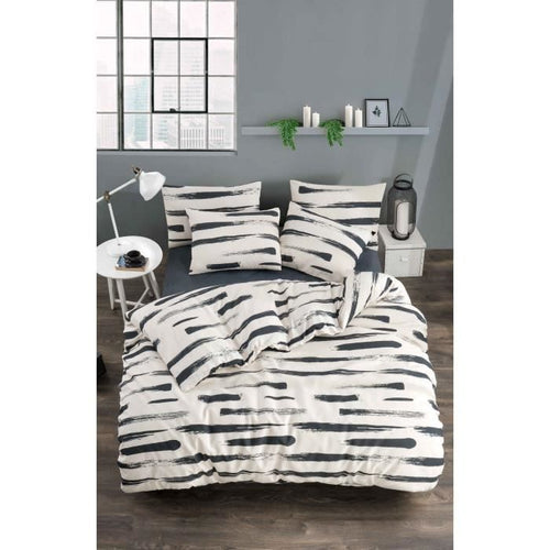 Completo letto - 1 copripiumino 220 x 240 cm + 2 federe 60 x 60 cm - 65% cotone, 35% poliestere - Bianco