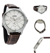 Orologio CAsio per uomo, MTP-V300L-7A, cinturino in pelle marrone, cronografo, movimento al quarzo, quadrante argento