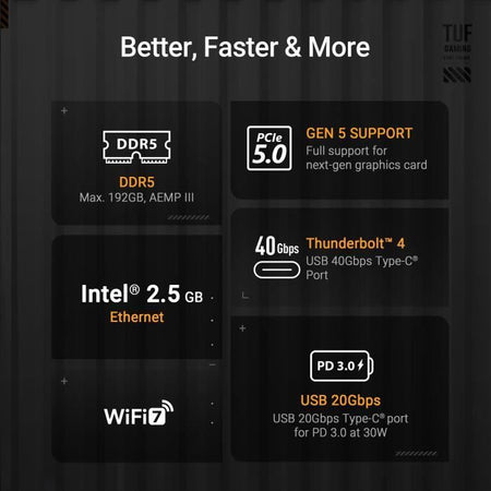 Scheda madre - ASUS - TUF GAMING Z890-PRO WIFI - Presa LGA1851 - DDR5 - Wi-Fi integrato