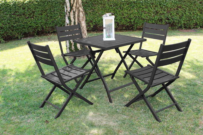 Tavolino pieghevole "Copacabana" per esterno e giardino, in alluminio da 70 cm