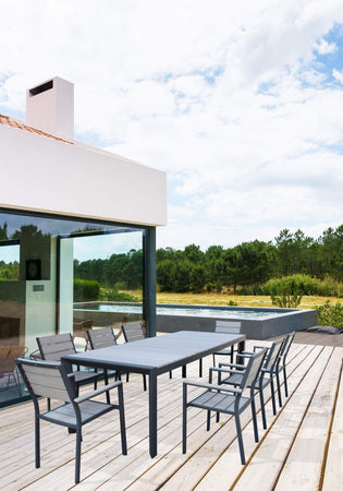 Tavolo allungabile "Corfù" in alluminio e Polywood dogato telescopico 160-240x100 cm per giardino e veranda