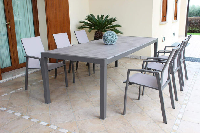Tavolo allungabile "Corfù" in alluminio e Polywood dogato telescopico 160-240x100 cm per giardino e veranda