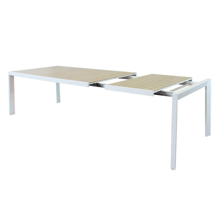 Tavolo in alluminio piano effetto legno "Bahia" allungabile per esterno e giardino 190/250 cm