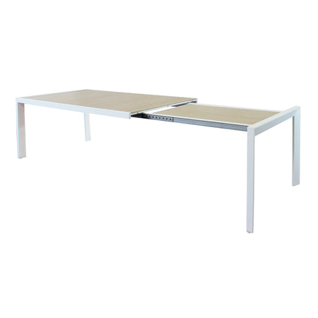 Tavolo in alluminio piano effetto legno "Bahia" allungabile per esterno e giardino 190/250 cm
