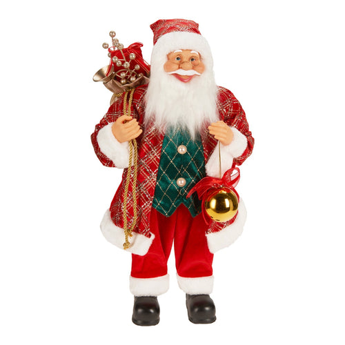 Statuetta di Babbo Natale in tessuto colore rosso con campanellino