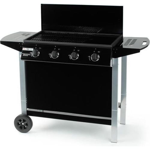 Barbecue a gas - GRILL GARDEN - Nero e grigio - 4 fuochi con coperchio