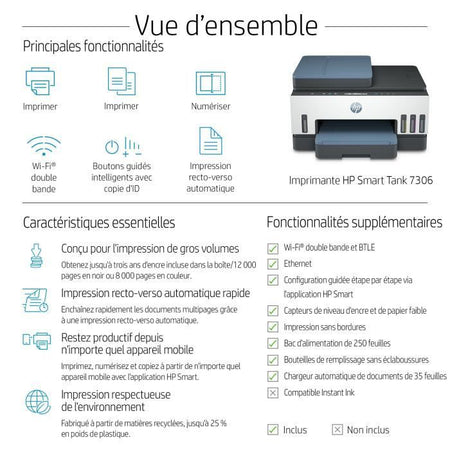 Stampante multifunzione a colori HP Smart Tank 7306 con serbatoio di inchiostro