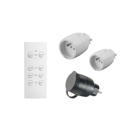 Kit 3 mini prese telecomandate + Telecomando - GAO - 230 V - Bianco